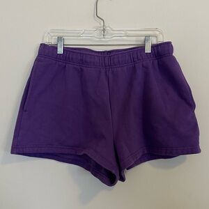 Aritzia TNA Cozy Boyfriend Fleece Purple Shorts
